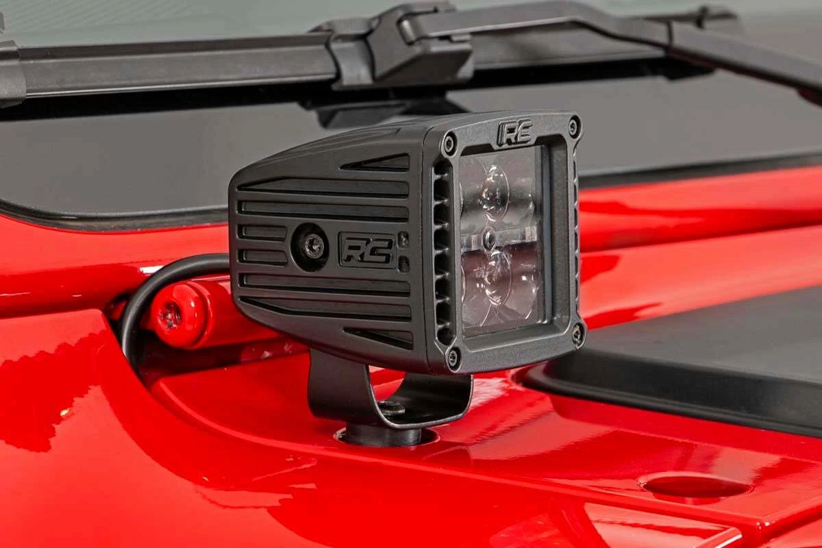 Fits Jeep Gladiator JT(18-24) LED Light Cowl Mount 2_ Black Pair White DRL 70061